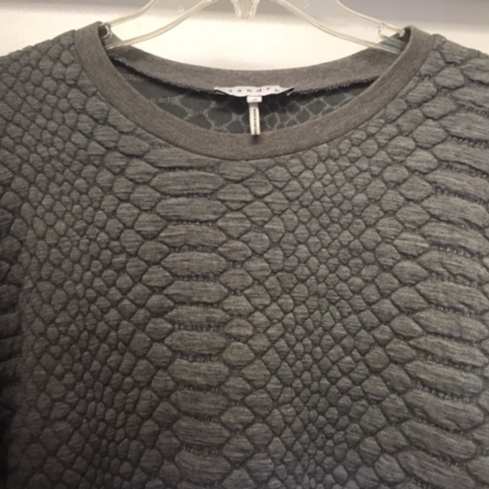 SANDRO Gray Tac Top Long Sleeve Textured Sz 2 Medium EUC - Picture 5 of 12